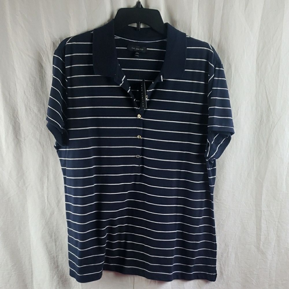 The Limited Men's XXl Blue & White Striped Polo Shirt